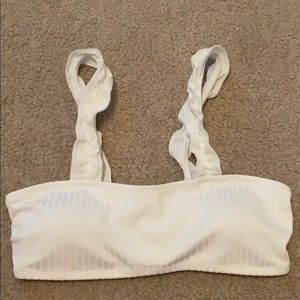 white bathing suit top! ruffle straps!!